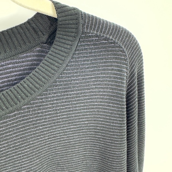 Peruvian Connection Mens Pima Cotton Lightweight Sweater Size L Black Blue Knit - Picture 2 of 8
